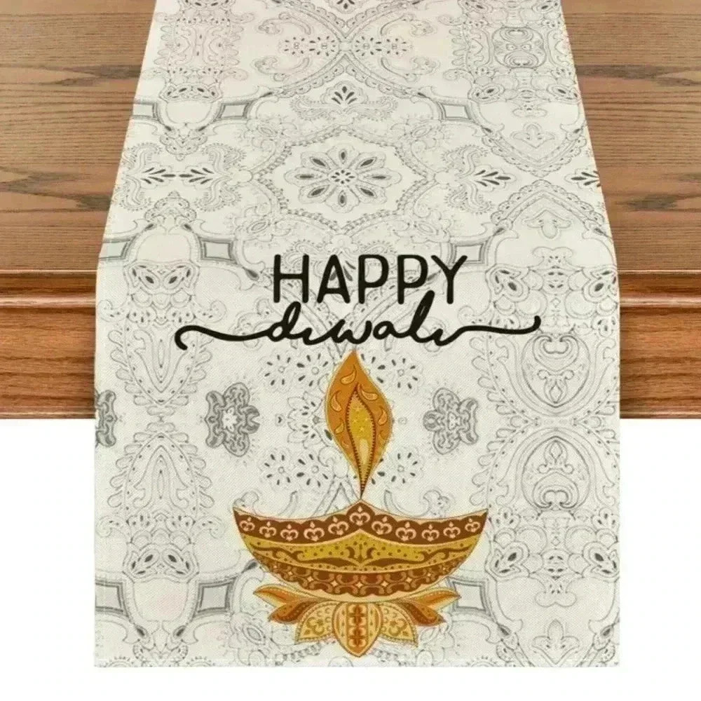 Happy Diwali Table Runner Festival of 13" x 36" Table Runner Indian Hinduism NEW